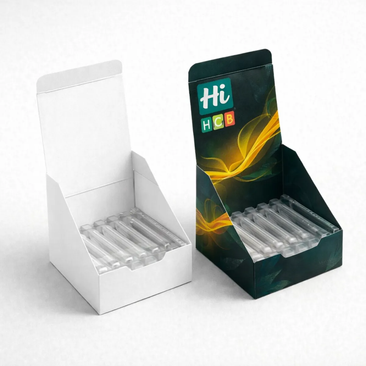 Durable retail packaging boxes designed for blunt wraps with clear windows and vibrant colour printing- class=